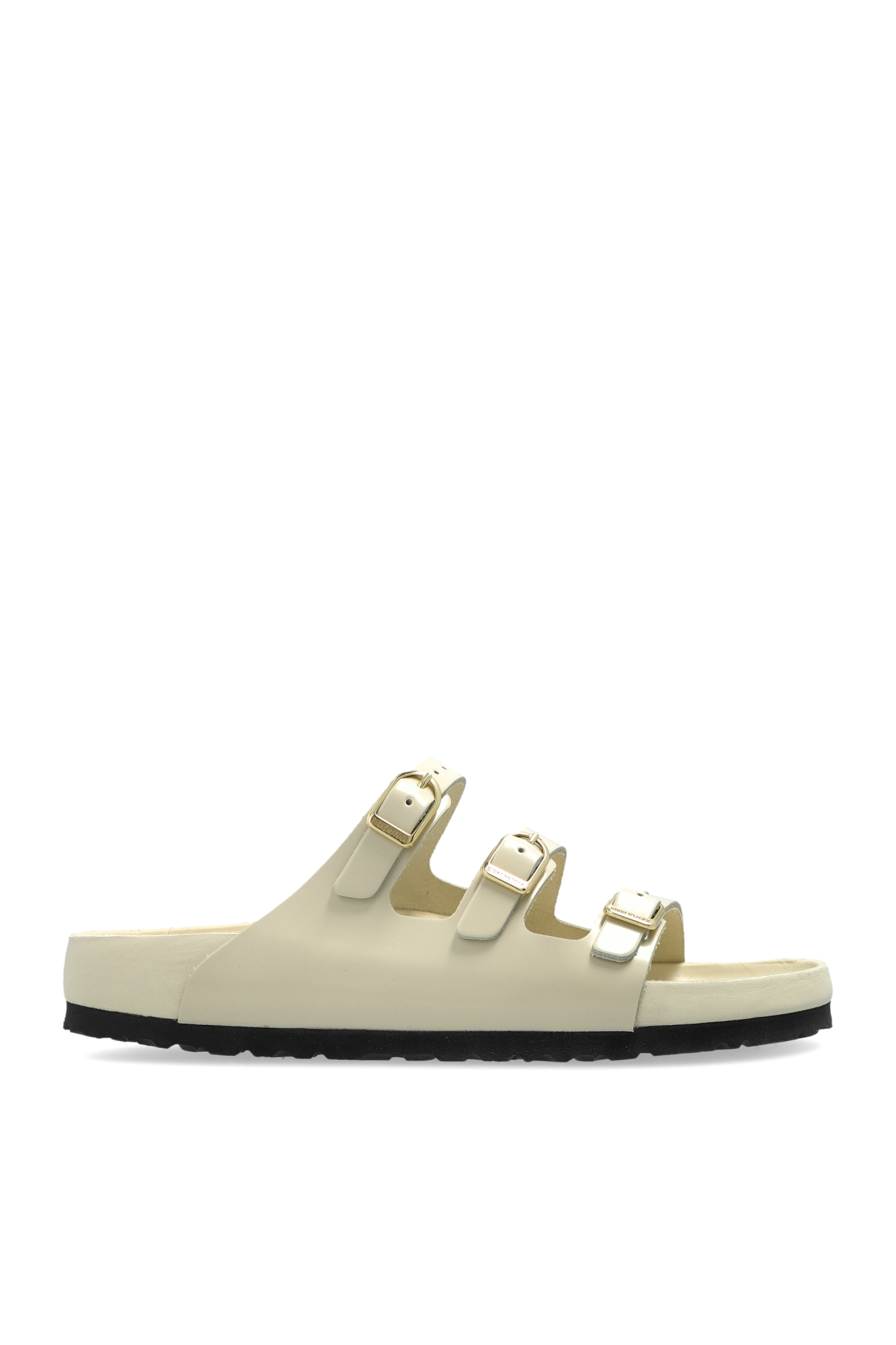 【関税&送料込】Birkenstock Beige Leather Florida Slippers Florida Exquisite Natural Leather Patent High Shine Ecru